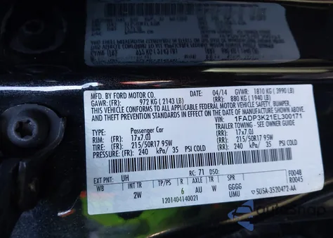 2014 Ford Focus Se from USA, damaged, VIN 1FADP3K21EL300171